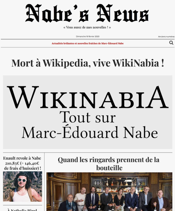 Nabe's News - Numéro 24 - Wikinabia - Rafael Enault - Yann Moix - David Vesper - Naima Haoulia - Mathieu Giroux